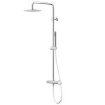 Natryskowa kolumna prysznicowa Corsan Lugo chrom CMN01TCH okrągła deszczownica z baterią termostatyczną