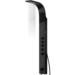 Panel prysznicowy Corsan Samsara S003 Termostat Czarna stal Deszczownica LED wylewka