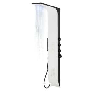 Panel prysznicowy Corsan DUO Termostat Biało-Czarny Deszczownica LED