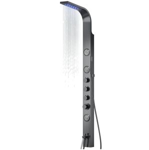 Panel prysznicowy Corsan SNAKE Mieszacz Stal GunMetal Deszczownica LED Wylewka