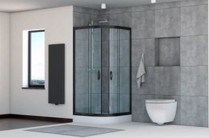 Kabina prysznicowa STYLIO transparent 80x80 CZARNE PROFILE z POLSKIM brodzikiem