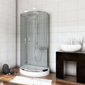 Przyścienna kabina prysznicowa STYLIO 100x80 grafitowa EASY CLEAN + brodzik