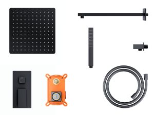 Natryskowy czarny zestaw prysznicowy Corsan ZA25MBL kwadrat mieszacz