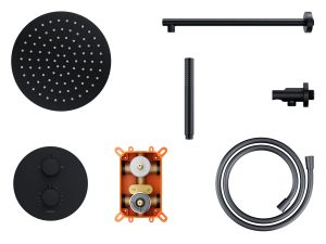 Prysznicowy zestaw podtynkowy Corsan Z03TBL czarny z termostatem