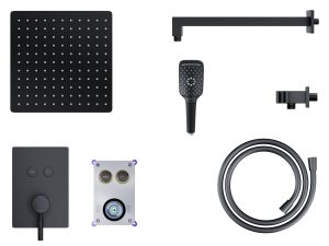 Prysznicowy zestaw podtynkowy Corsan Easy Box 646987 czarny z przyciskami