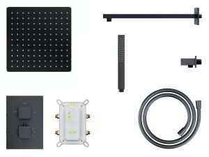 Prysznicowy zestaw podtynkowy Corsan Z01TBL czarny z termostatem