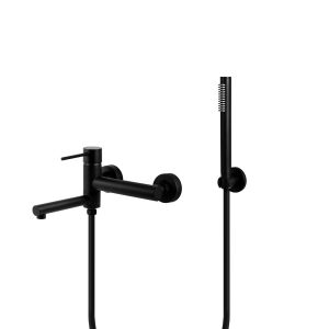 Zestaw wannowo prysznicowy Corsan CMZ062BL Lugo czarna bateria z wylewką i słuchawką prysznicową