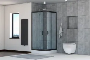 Kabina prysznicowa STYLIO transparent 90x90 CZARNE PROFILE z POLSKIM brodzikiem 