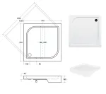 Brodzik kwadratowy 90x90 OSKAR głebokość 4 cm