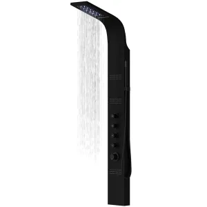 Panel prysznicowy Corsan LED KASKADA Mieszacz Czarny Deszczownica LED