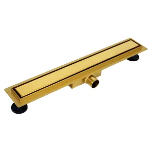 Balneo Duplex Next Gold Odpływ liniowy 60 cm złoty dwustronny ze stali nierdzewnej szczotkowanej z niskim syfonem i głębokim osadnikiem