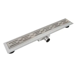 Balneo Decor Next Stripes Odpływ liniowy 80 cm z panelem dekoracyjnym ze stali nierdzewnej szczotkowanej z niskim syfonem i głębokim osadnikiem
