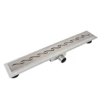 Balneo Decor Next Wave Odpływ liniowy 60 cm z panelem dekoracyjnym ze stali nierdzewnej szczotkowanej z niskim syfonem i głębokim osadnikiem