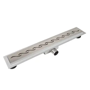 Balneo Decor Next Wave Odpływ liniowy 80 cm z panelem dekoracyjnym ze stali nierdzewnej szczotkowanej z niskim syfonem i głębokim osadnikiem
