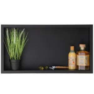 Balneo Wall Box One Black Półka wnękowa z kołnierzem 60 x 30 x 7 cm czarna ze stali nierdzewnej